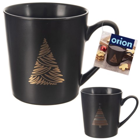 Kubek porcelanowy do kawy herbaty czarny choinka duży 500 ml ORION 129611