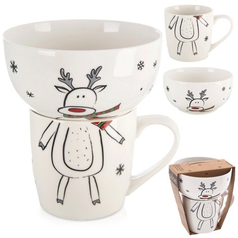 Kubek z miseczką do zupy dla dziecka dzieci porcelanowy 2 ele. ORION 129647