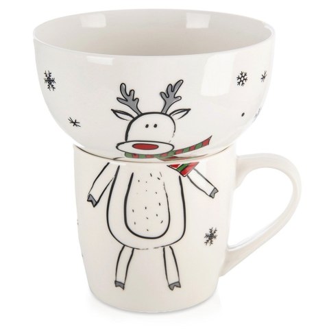 Kubek z miseczką do zupy dla dziecka dzieci porcelanowy 2 ele. ORION 129647