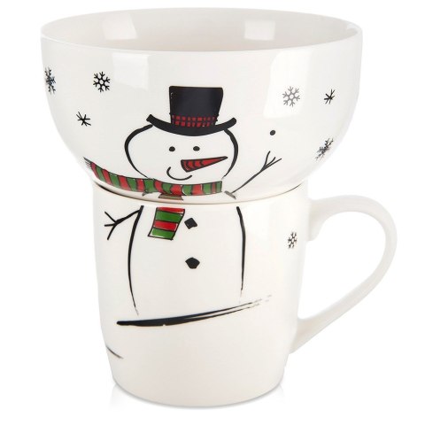 Kubek z miseczką do zupy dla dziecka dzieci porcelanowy bałwan 2 ele. ORION 129646