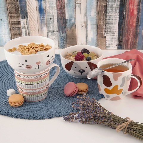 Kubek z miseczką do zupy dla dziecka dzieci porcelanowy kot 2 ele. ORION 129643