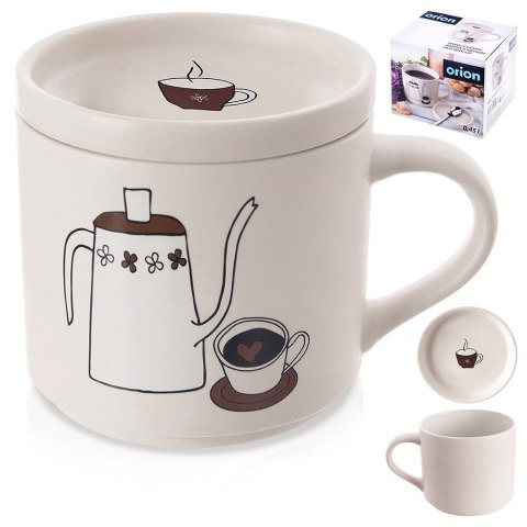 Kubek z pokrywką i uchem porcelanowy 420 ml biały ORION 129633