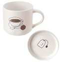 Kubek z pokrywką i uchem porcelanowy 420 ml biały ORION 129634
