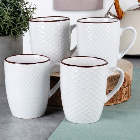 Kubki ceramiczne do kawy herbaty białe 400 ml zestaw kubków 4 sztuki VILDE 139674