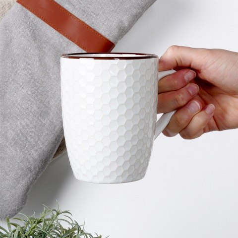 Kubki ceramiczne do kawy herbaty białe 400 ml zestaw kubków 4 sztuki VILDE 139674