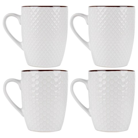 Kubki ceramiczne do kawy herbaty białe 400 ml zestaw kubków 4 sztuki VILDE 139674