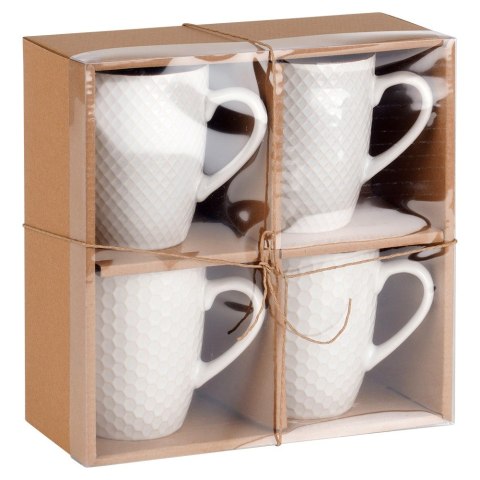 Kubki ceramiczne do kawy herbaty białe 400 ml zestaw kubków 4 sztuki VILDE 139674