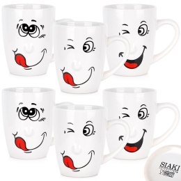 Kubki ceramiczne do kawy herbaty buźki 350 ml zestaw kubków 6 sztuk VILDE 139699