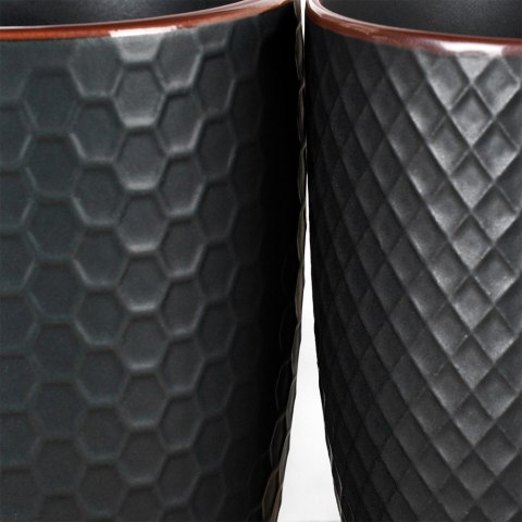 Kubki ceramiczne do kawy herbaty czarne 400 ml zestaw kubków 4 sztuki VILDE 139673