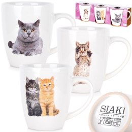 Kubki ceramiczne do kawy herbaty koty 220 ml zestaw kubków 3 sztuki EXCELLENT HOUSEWARE 139701