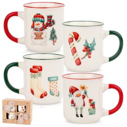 Kubki porcelanowe do kawy herbaty świąteczne 200 ml zestaw kubków 4 sztuki EXCELLENT HOUSEWARE 139747