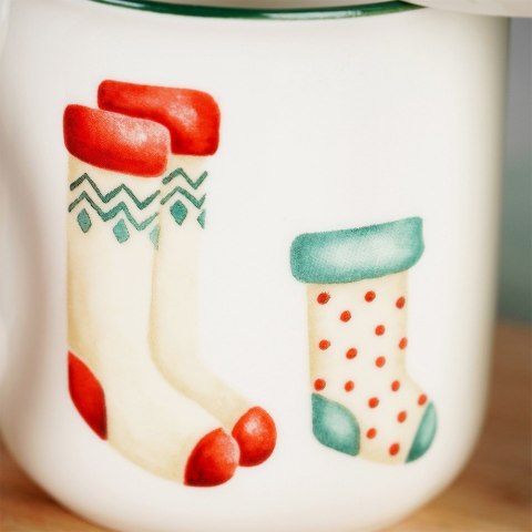 Kubki porcelanowe do kawy herbaty świąteczne 200 ml zestaw kubków 4 sztuki EXCELLENT HOUSEWARE 139747