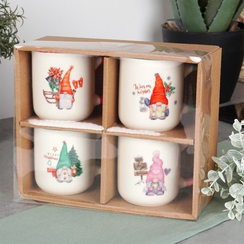 Kubki porcelanowe do kawy herbaty świąteczne 200 ml zestaw kubków 4 sztuki SIAKI COLLECTION 139702