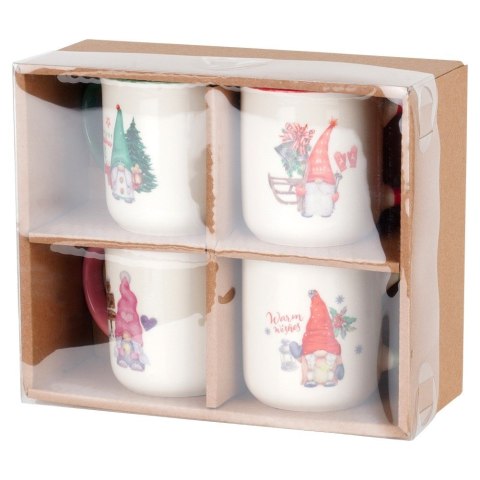 Kubki porcelanowe do kawy herbaty świąteczne 200 ml zestaw kubków 4 sztuki SIAKI COLLECTION 139702