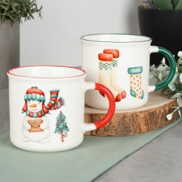 Kubki porcelanowe do kawy herbaty świąteczne 380 ml zestaw kubków 2 sztuki EXCELLENT HOUSEWARE 139703