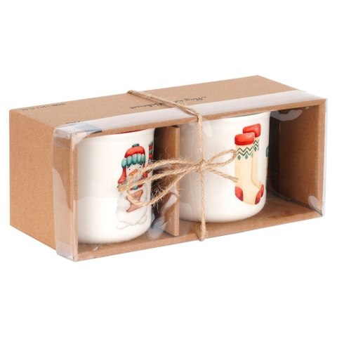 Kubki porcelanowe do kawy herbaty świąteczne 380 ml zestaw kubków 2 sztuki EXCELLENT HOUSEWARE 139703