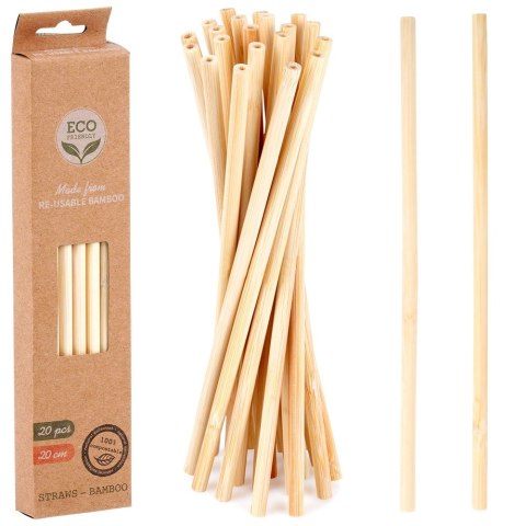 Słomki do picia drinków napojów bambusowe wielorazowe 20 szt VILDE 259669