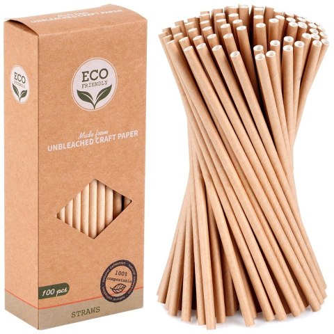 Słomki do picia napojów drinków papierowe jednorazowe 100 sztuk VILDE 259668