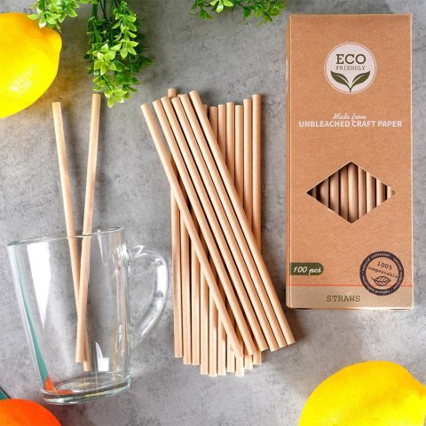 Słomki do picia napojów drinków papierowe jednorazowe 100 sztuk VILDE 259668