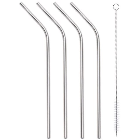 Słomki do picia napojów drinków z czyścikiem metalowe rurki 5 szt ACER NAVA 10-111-109