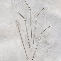 Słomki do picia napojów drinków z czyścikiem metalowe rurki 5 szt ACER NAVA 10-111-109