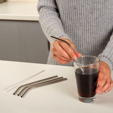 Słomki do picia napojów drinków z czyścikiem metalowe rurki 5 szt ACER NAVA 10-111-109