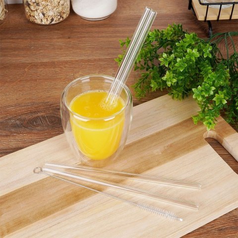 Słomki szklane do picia napojów drinków z czyścikiem rurki 4 szt ALPINA 259279