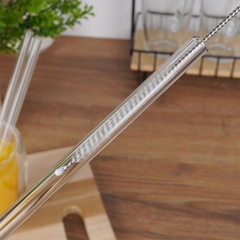 Słomki szklane do picia napojów drinków z czyścikiem rurki 4 szt ALPINA 259279