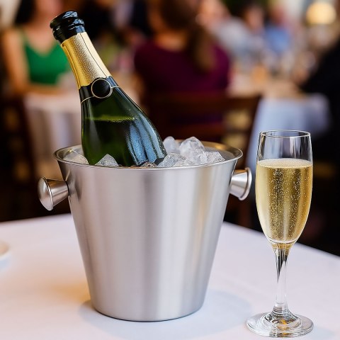 Wiaderko do lodu, podwójne ścianki, stal nierdzewna, 22x22 cm, KINGHOFF KH-1891