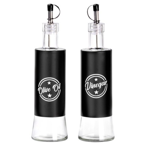 Butelki na oliwę i ocet do oliwy octu szklane czarne 300ml 2 szt VILDE 229128