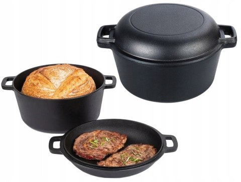 Garnek żeliwny 2w1, 3.5L, 24cm, KRISBERG KS-7701