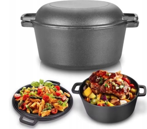 Garnek żeliwny 2w1, 4.5L, 26cm, KRISBERG KS-7702