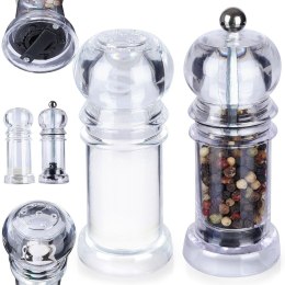 Młynek ręczny do pieprzu przypraw i solniczka akrylowy zestaw 2-ele ALPINA 259265