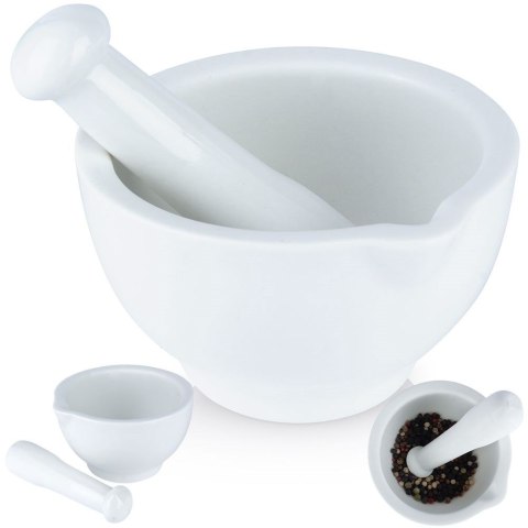 Moździerz kuchenny do przypraw leków ucierania ziół ceramiczny biały ALPINA 259266