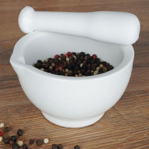 Moździerz kuchenny do przypraw leków ucierania ziół ceramiczny biały ALPINA 259266
