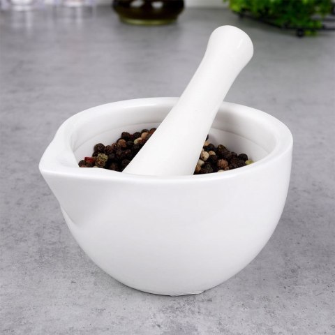 Moździerz kuchenny do przypraw leków ucierania ziół porcelanowy biały EXCELLENT HOUSEWARE 259319