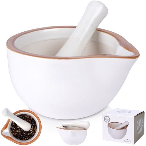 Moździerz kuchenny do przypraw ziół leków ceramiczny biały EXCELLENT HOUSEWARE 259320