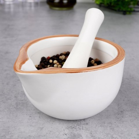 Moździerz kuchenny do przypraw ziół leków ceramiczny biały EXCELLENT HOUSEWARE 259320