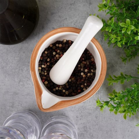 Moździerz kuchenny do przypraw ziół leków ceramiczny biały EXCELLENT HOUSEWARE 259320