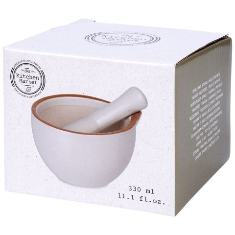 Moździerz kuchenny do przypraw ziół leków ceramiczny biały EXCELLENT HOUSEWARE 259320