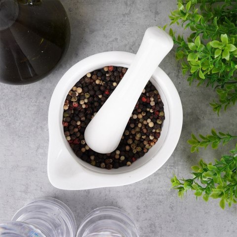 Moździerz kuchenny do przypraw ziół leków porcelanowy biały ALPINA 259328