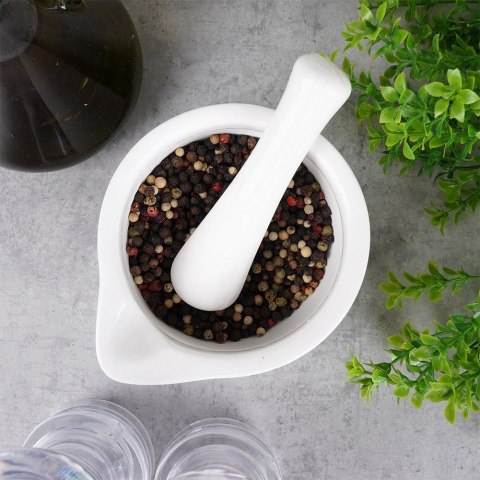 Moździerz kuchenny do przypraw ziół leków porcelanowy biały EXCELLENT HOUSEWARE 259318