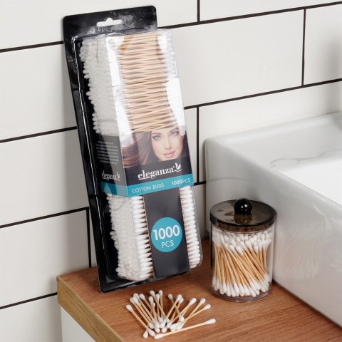 Patyczki do uszu kosmetyczne bambusowe bawełniane cienkie 1000 szt ELEGANZA 567006