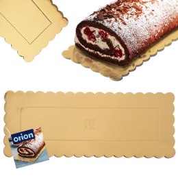 Podkład pod tort ciasto złoty prostokątny 33x12 cm gruby sztywny ORION 871415