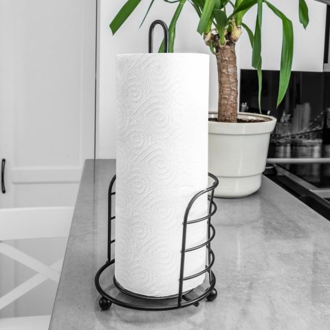 Stojak uchwyt na ręcznik kuchenny papierowy metalowy czarny 33.5cm VILDE 229003