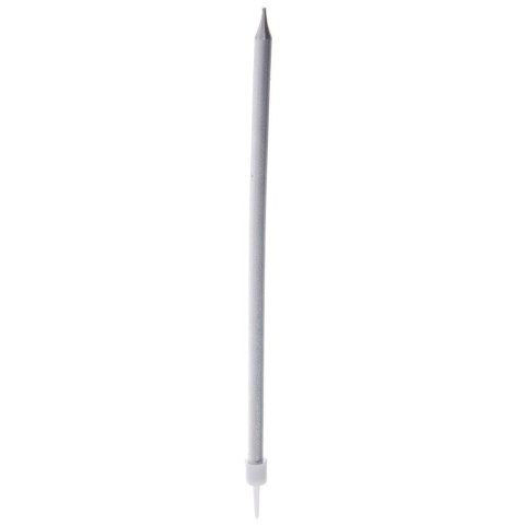Świeczki z wosku do tortu na tort srebrne długie 14.5cm zestaw 12 szt ORION 822262