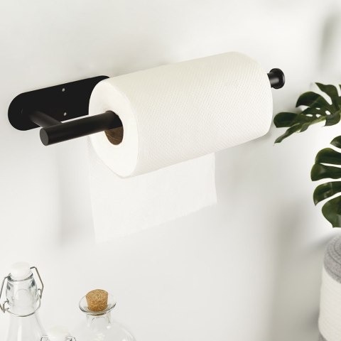 Uchwyt wieszak na ręcznik papierowy kuchenny ścienny stalowy czarny VILDE 569697