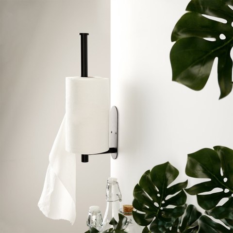 Uchwyt wieszak na ręcznik papierowy kuchenny ścienny stalowy czarny VILDE 569697