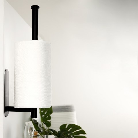 Uchwyt wieszak na ręcznik papierowy kuchenny ścienny stalowy czarny VILDE 569697