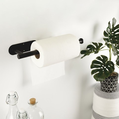 Uchwyt wieszak na ręcznik papierowy kuchenny ścienny stalowy czarny VILDE 569697